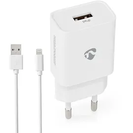 Nedis Netzladegerät 12 W 1x 2.4 A A - Anzahl der Ausgänge: 1, USB-A, Lightning 8-Pin (Lose) Kabel, Single Voltage Output