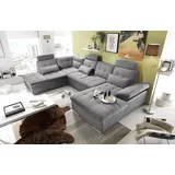 ed exciting design Wohnlandschaft U-Form Polyester 3-Sitzer Grau