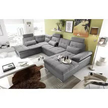 ed exciting design Wohnlandschaft U-Form Polyester 3-Sitzer Grau