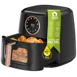 TurboTronic Heissluftfritteuse XL 7,2 Liter, 1750W, digitale XL Heißluftfritteuse, 8 Programme, Airfryer, Fritteuse ohne Fett / Öl, Eigenständig 1750 W schwarz
