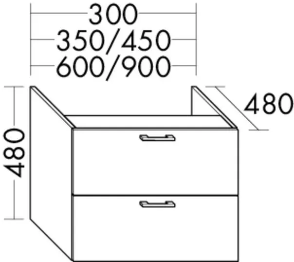 Burgbad Unterschrank Sys30 PG2 Echo 480x900x480 Eiche Dekor Urban, WXQE090F5329 WXQE090F5329