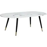 KADIMA DESIGN Couchtisch 120x60x41,5 cm mit Marmor Optik Modern, Design in Weiß Holzwerkstoff, Oval,Oval, 120x42x60 Wohnzimmer, Wohnzimmertische, Couchtische