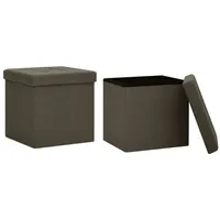 vidaXL Hocker mit Stauraum 2 Stk. Dunkelbraun Leinenoptik