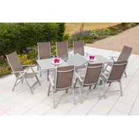 Merxx Gartenmöbel-Set Carrara 9-tlg. Taupe inkl. Tisch 160/220 cm