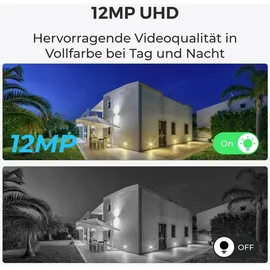 Reolink 12MP PoE Kamerasystem, 16-Kanal NVR mit 2TB HDD für 24/7 Aufzeichnung und 4X 12MP Überwachungskamera+8CH