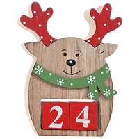 Holz Weihnachtskalender, Weihnachtsmann Kalender Holz Weihnachten Countdown Adventskalender Tischkalender Stereoskopischer Kalender Im Antik-stil Für Weihnachts Desktop Ornament (Kalender Elch)