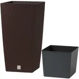 Blumentopf Übertopf Blumenkübel 325 x 325mm Umbra Rattan Einsatz 49L Pflanztopf Pflanzkübel Rattan-Optik Rato Polyrattan Kunststoff Innentopf Wetterfest