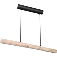 GLOBO Holz Hängeleuchte Pendelleuchte Holz lang Holzlampe hängend Lampe Natur Maserung schwarz-matt, 1x LED 15W 1062Lm warmweiß, L 80 cm