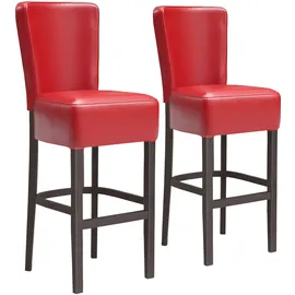 GGM Möbel GGMMÖBEL 2-er Set Luca Full | Leder | Rot | Barstuhl, Gastro Barhocker