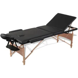 vidaXL Massageliege Klappbar 3-Zonen mit Holzgestell Schwarz