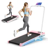 HomeFitnessCode Laufband Klappbar mit Neigung - Walking Pad für Zuhause Laufpad mit Steigung Walkpad Untertisch Elektrisch 1-8 KMH Klein Walking Band Gehband, Rosa
