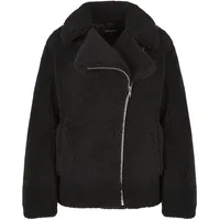 URBAN CLASSICS Ladies Sherpa Biker Jacket - Schwarz