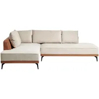 Ecksofa Stoff Kunstleder rechtsseitig 3-Sitzer modular beige / braun Myken