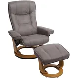 Robas Lund Relaxsessel Hamilton Stoff/Textil 52 x 105 x 52 cm Hellgrau/Naturbraun mit Hocker