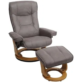 Robas Lund Relaxsessel Hamilton Stoff/Textil 52 x 105 x 52 cm Hellgrau/Naturbraun mit Hocker
