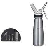 Sahnespender, 500-ml-sahnekapsel Mit Robustem Aluminiumgehäuse Und -kopf, Auslaufsicher, Sahnebereiter Mit 2 Dekorierdüsen-sets - Crezuo