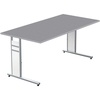 Schreibtisch grafit rechteckig, C-Fuß-Gestell silber 160,0 x 80,0 cm