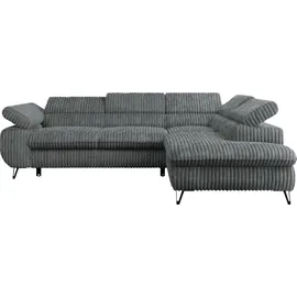 MKS Meble Eckcouch Cord 3-Sitzer Grau