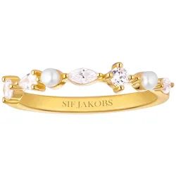 Sif Jakobs Jewellery SJ-R12260-PCZ-YG Damen-Ring Adria Piccolo Goldfarben mit Perlen, 56/17,8