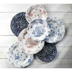 Churchill Super Vitrified Vintage Prints Cranberry Toile Flache Teller 21cm, 6 Stück