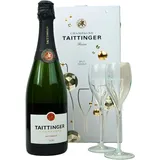 Geschenkset Taittinger Brut Réserve mit 2 Gläsern