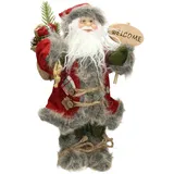 ECD Germany Deko Weihnachtsmann Santa Claus Winterdeko Dekofigur Weihnachtsdeko rot 37 cm