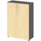 bümö Aktenschrank, Graphit, Ahorn, Nachbildung,Ahorn, 2 Fächer, Rechteckig, 80x114.4x35 cm, FSC Mix, Arbeitszimmer, Aktenschränke