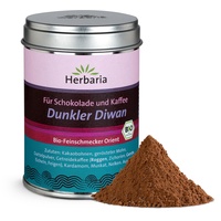 Herbaria Dunkler Diwan bio 70g M-Dose – fertige Bio-Gewürzmischung für Schoko-Desserts und als Topping für Tiramisu & Kaffeespezialitäten wie Cappuccino – in nachhaltiger Aromaschutz-Dose