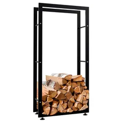 CLP Kaminholzständer Keri V2 schwarz/25x60x125 cm