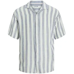 Jack & Jones Herren Freizeit Hemd JJEENZO STRIPE RESORT SHIRT Relaxed Fit Relaxed Fit 12268457 Weiß L