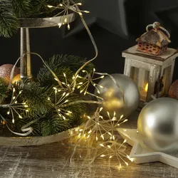 LED Lichterkette Pusteblume - Feuerwerk Blume - 50 Tautropfen LED - 5 Blüten - L...