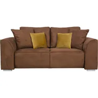 2-Sitzer INOSIGN "Beatrice" Sofas Gr. B/H/T: 195cm x 92cm x 107cm, Luxus-Microfaser Lederoptik, braun (cognac) incl. 2 großen Zierkissen in Korpusfarbe