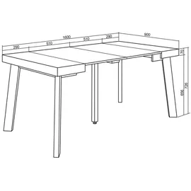 SKRAUT HOME Konsolentisch 160x73x90 cm schwarz mehrfarbig