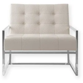 s-style möbel Loungesessel Tampa Bouclé 84 x 81 x 89 cm Beige/Silber