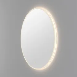 Badspiegel LOEVSCHALL "Atlas Rund, Badezimmerspiegel mit LED Beleuchtung, Lichtspiegel", silber, B:111cm H:111cm T:3,5cm, Spiegel, Touchpanel für Lichtsteuerung, Verstellbarer Spiegel, Dänisches Design