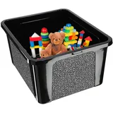 Kadax Rechteckige Aufbewahrungsbox mit Deckel, stapelbare Lagerbox, Kunststoff, platzsparende Lagerb