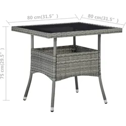 vidaXL 3-tlg. Garten-Essgruppe Poly Rattan und Glas Möbel : Farbe - Grau