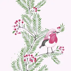 Airlaid Serviette Jesse, 40 x 40 cm, 50 Stück - Mank - Weihnachtsserviette Ilex-Zweige Vogel
