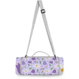 BEUSS Lila Blütenblüte Picknickdecke wasserdicht Kreative Runde Picknick-Matte Kampierende Strand Yoga Decken Matten im Freien Faltbar Leicht Matte Decke mit Tragegriff (148cm x 148cm)