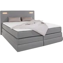 Collection AB Boxspringbett COLLECTION AB "Ninoni", grau (hellgrau), B:195cm L:210cm, Komplettbetten, Boxspringbett, inkl. Bettkasten, Topper und wahlweise mit LED-Beleuchtung