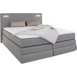 Collection AB Boxspringbett COLLECTION AB "Ninoni", grau (hellgrau), B:195cm L:210cm, Komplettbetten, Boxspringbett, inkl. Bettkasten, Topper und wahlweise mit LED-Beleuchtung