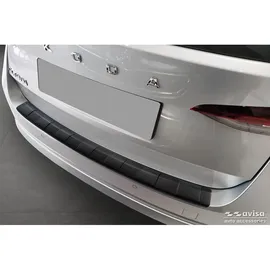 Avisa Matt-Schwarz Edelstahl Heckstoßstangenschutz kompatibel mit Skoda Octavia Combi (NX5) inkl. RS 2020-2024 & FL 2024- 'Ribs', Mattschwarz