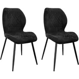 FRUOGO Esszimmerstühle 2er Set,Esszimmerstühle Modern,Küchenstuhl,mit Leinen Schwamm Kissen, Metallbeine und Diamant-Muster Gepolstert-Schwarz.