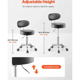 Vevor Arbeitshocker Kunstleder 74-90 cm schwarz höhenverstellbar