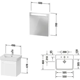 Duravit No.1 Schrank mit Waschtisch, mit Spiegelschrank N10163L49490000,