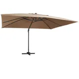 vidaXL Ampelschirm mit LED-Beleuchtung Alu-Mast 400x300 cm Taupe