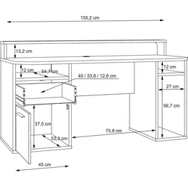 Forte TEZAUR Schreibtisch Holzwerkstoff, Schwarz