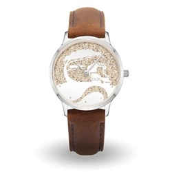 DUR Luxusuhr DUR Schmuck: Uhr 40er "Küste" mit Strandsand, Lederband braun, DW011