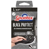 Spontex Black Protect, 20 Einmalhandschuhe aus Nitril, besonders reißfest und strapazierfähig, latexfrei und ungepudert, Größe L (1 x 20 Stück)