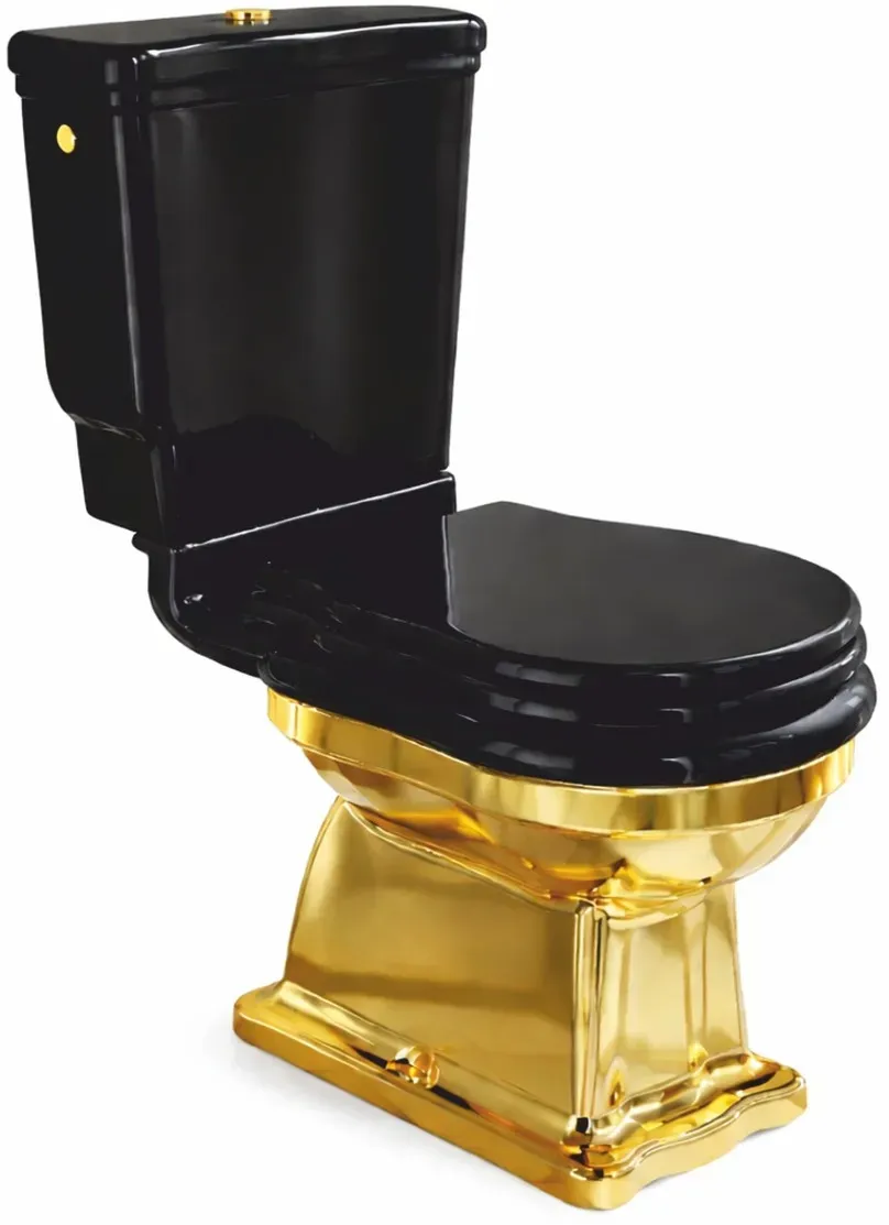 Casa Padrino Luxus Jugendstil WC Schwarz / Gold H. 84 cm - Made in Italy